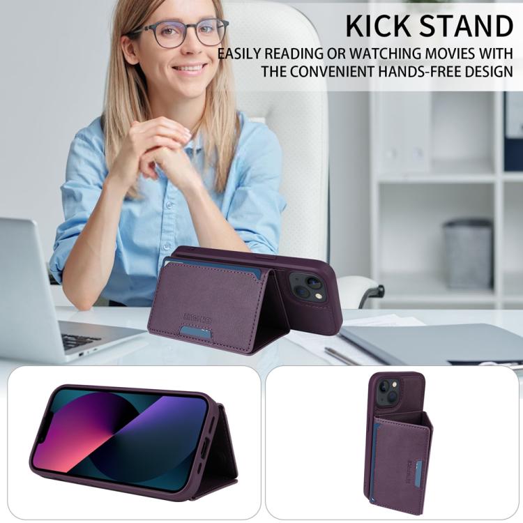 For iPhone 14 / 13 BETOPNICE Horizontal Flip Detachable MagSafe Wallet Phone Case(Purple) - iPhone 14 Cases by BETOPNICE | Online Shopping UK | buy2fix