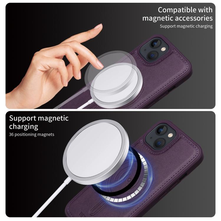 For iPhone 14 / 13 BETOPNICE Horizontal Flip Detachable MagSafe Wallet Phone Case(Purple) - iPhone 14 Cases by BETOPNICE | Online Shopping UK | buy2fix