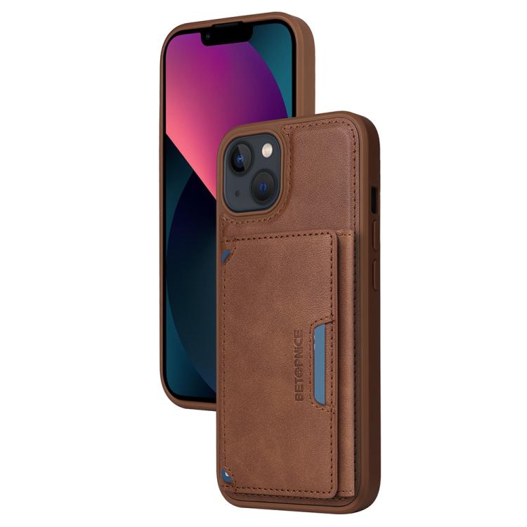 For iPhone 14 / 13 BETOPNICE Horizontal Flip Detachable MagSafe Wallet Phone Case(Brown) - iPhone 14 Cases by BETOPNICE | Online Shopping UK | buy2fix