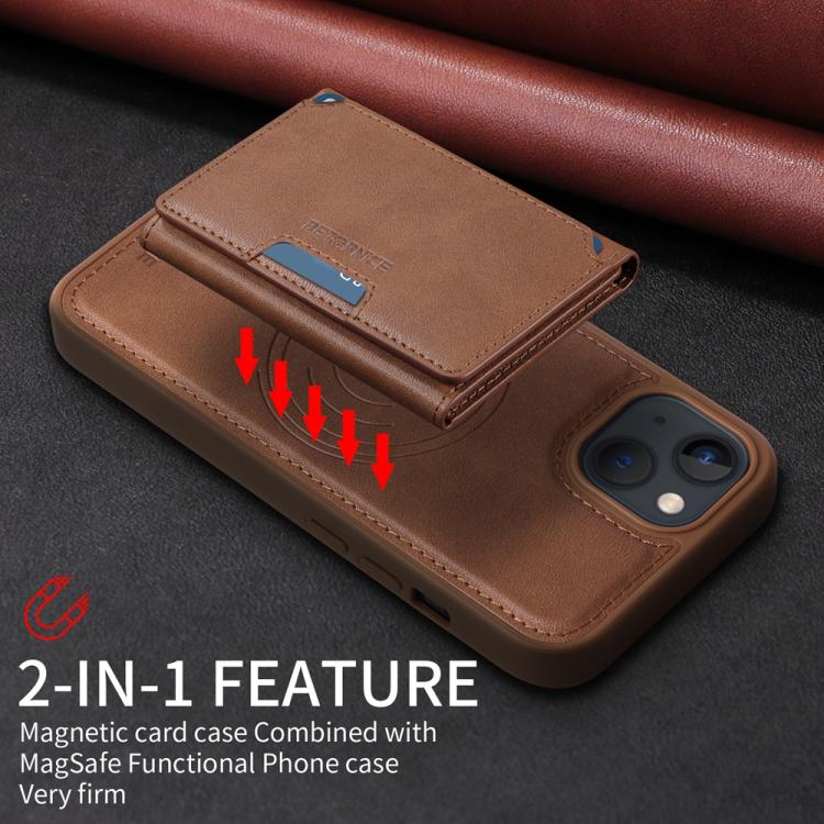 For iPhone 14 / 13 BETOPNICE Horizontal Flip Detachable MagSafe Wallet Phone Case(Brown) - iPhone 14 Cases by BETOPNICE | Online Shopping UK | buy2fix