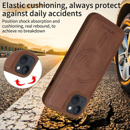 For iPhone 14 / 13 BETOPNICE Horizontal Flip Detachable MagSafe Wallet Phone Case(Brown) - iPhone 14 Cases by BETOPNICE | Online Shopping UK | buy2fix