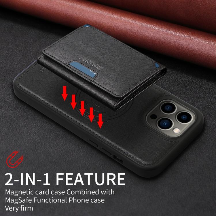For iPhone 13 Pro Max BETOPNICE Horizontal Flip Detachable MagSafe Wallet Phone Case(Black) - iPhone 13 Pro Max Cases by BETOPNICE | Online Shopping UK | buy2fix