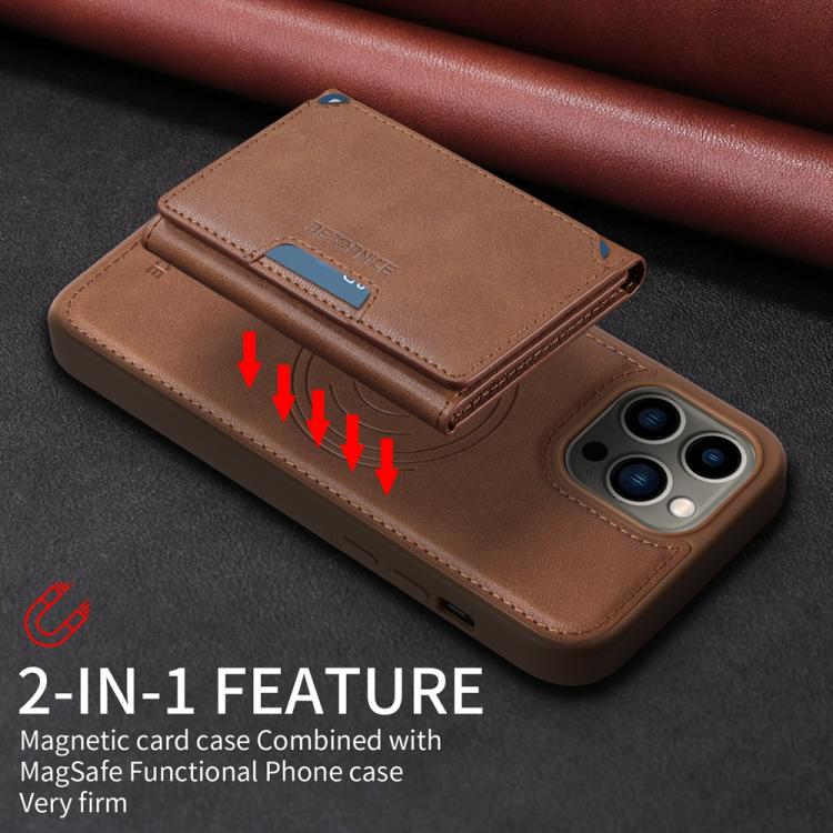 For iPhone 13 Pro Max BETOPNICE Horizontal Flip Detachable MagSafe Wallet Phone Case(Brown) - iPhone 13 Pro Max Cases by BETOPNICE | Online Shopping UK | buy2fix