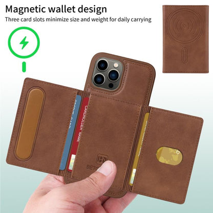 For iPhone 13 Pro Max BETOPNICE Horizontal Flip Detachable MagSafe Wallet Phone Case(Brown) - iPhone 13 Pro Max Cases by BETOPNICE | Online Shopping UK | buy2fix