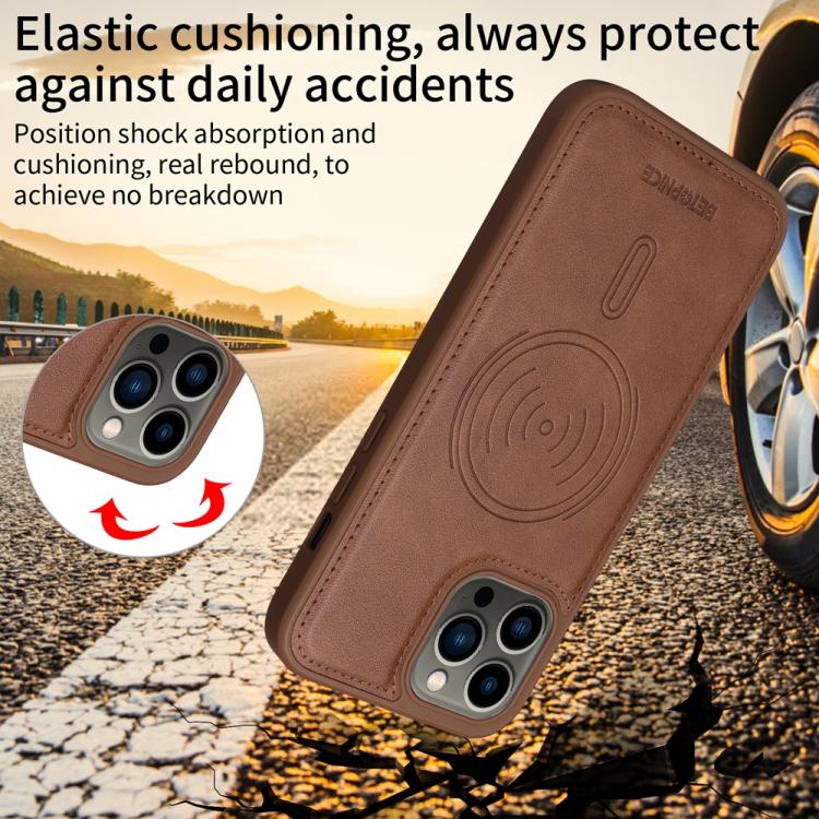 For iPhone 13 Pro Max BETOPNICE Horizontal Flip Detachable MagSafe Wallet Phone Case(Brown) - iPhone 13 Pro Max Cases by BETOPNICE | Online Shopping UK | buy2fix