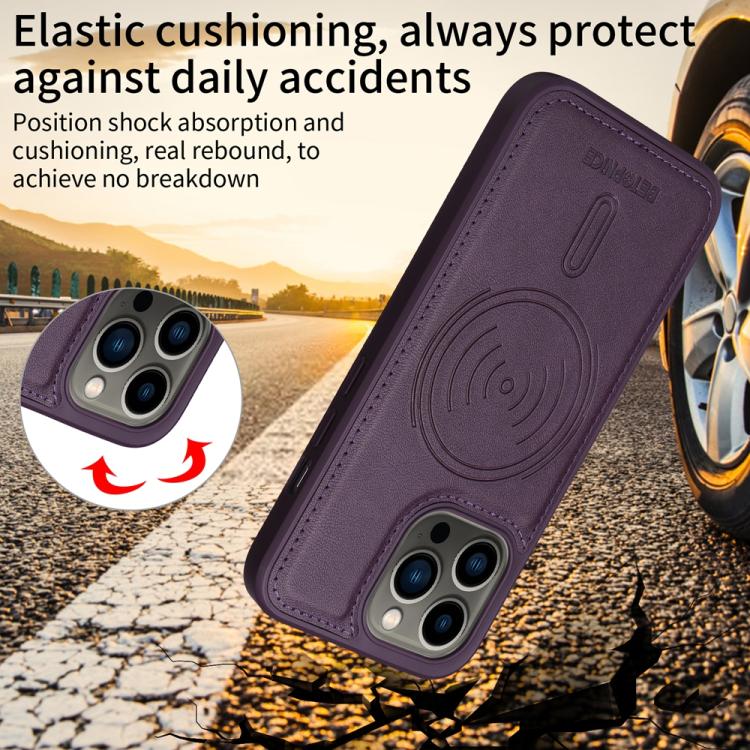 For iPhone 13 Pro BETOPNICE Horizontal Flip Detachable MagSafe Wallet Phone Case(Purple) - iPhone 13 Pro Cases by BETOPNICE | Online Shopping UK | buy2fix