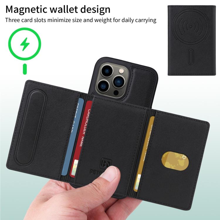 For iPhone 13 Pro BETOPNICE Horizontal Flip Detachable MagSafe Wallet Phone Case(Black) - iPhone 13 Pro Cases by BETOPNICE | Online Shopping UK | buy2fix