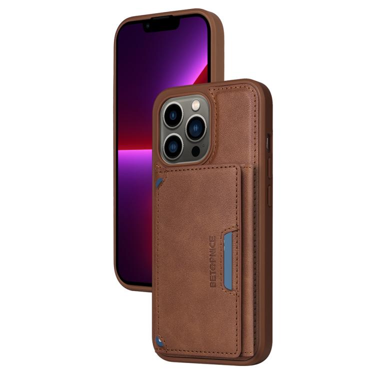 For iPhone 13 Pro BETOPNICE Horizontal Flip Detachable MagSafe Wallet Phone Case(Brown) - iPhone 13 Pro Cases by BETOPNICE | Online Shopping UK | buy2fix