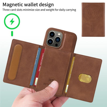 For iPhone 13 Pro BETOPNICE Horizontal Flip Detachable MagSafe Wallet Phone Case(Brown) - iPhone 13 Pro Cases by BETOPNICE | Online Shopping UK | buy2fix