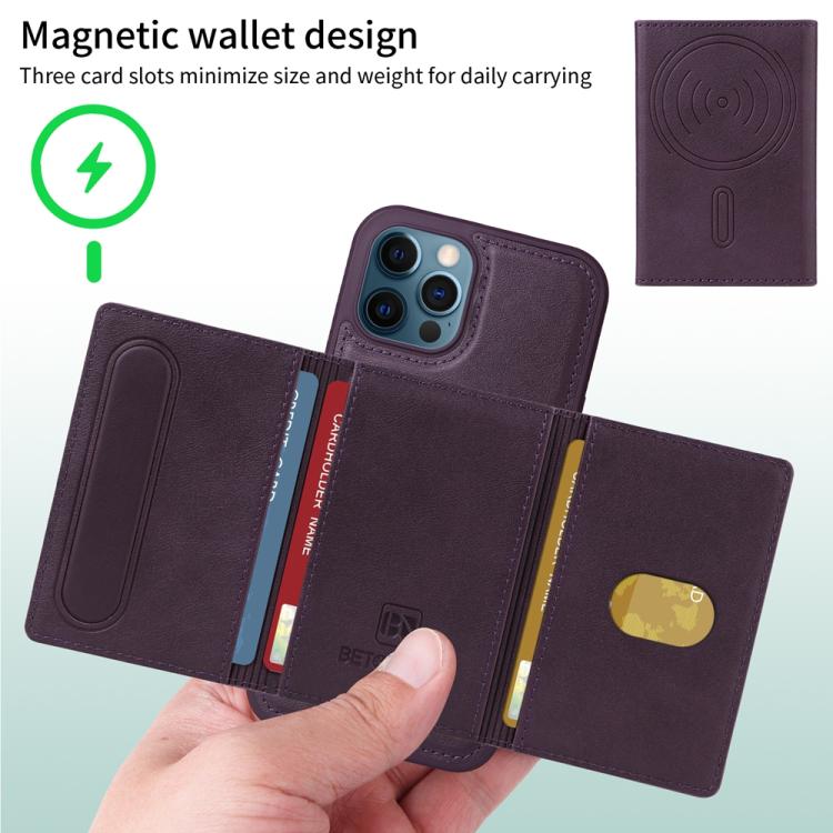 For iPhone 12 Pro Max BETOPNICE Horizontal Flip Detachable MagSafe Wallet Phone Case(Purple) - iPhone 12 Pro Max Cases by BETOPNICE | Online Shopping UK | buy2fix