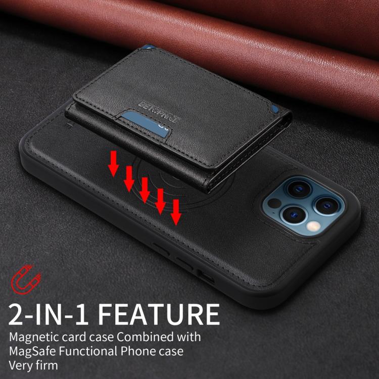 For iPhone 12 Pro Max BETOPNICE Horizontal Flip Detachable MagSafe Wallet Phone Case(Black) - iPhone 12 Pro Max Cases by BETOPNICE | Online Shopping UK | buy2fix