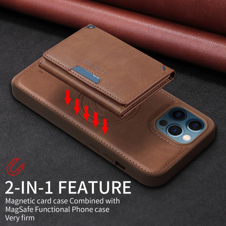 For iPhone 12 Pro Max BETOPNICE Horizontal Flip Detachable MagSafe Wallet Phone Case(Brown) - iPhone 12 Pro Max Cases by BETOPNICE | Online Shopping UK | buy2fix
