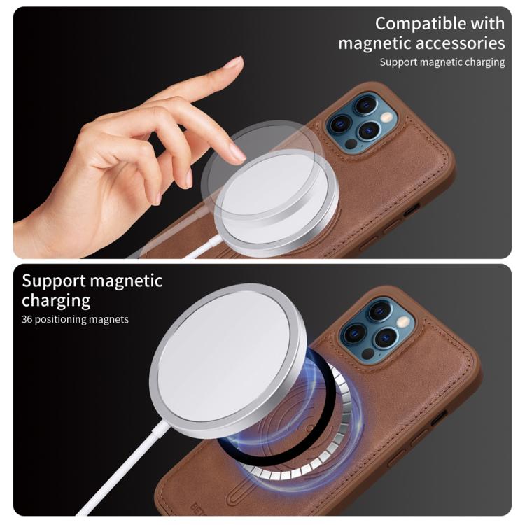 For iPhone 12 Pro Max BETOPNICE Horizontal Flip Detachable MagSafe Wallet Phone Case(Brown) - iPhone 12 Pro Max Cases by BETOPNICE | Online Shopping UK | buy2fix