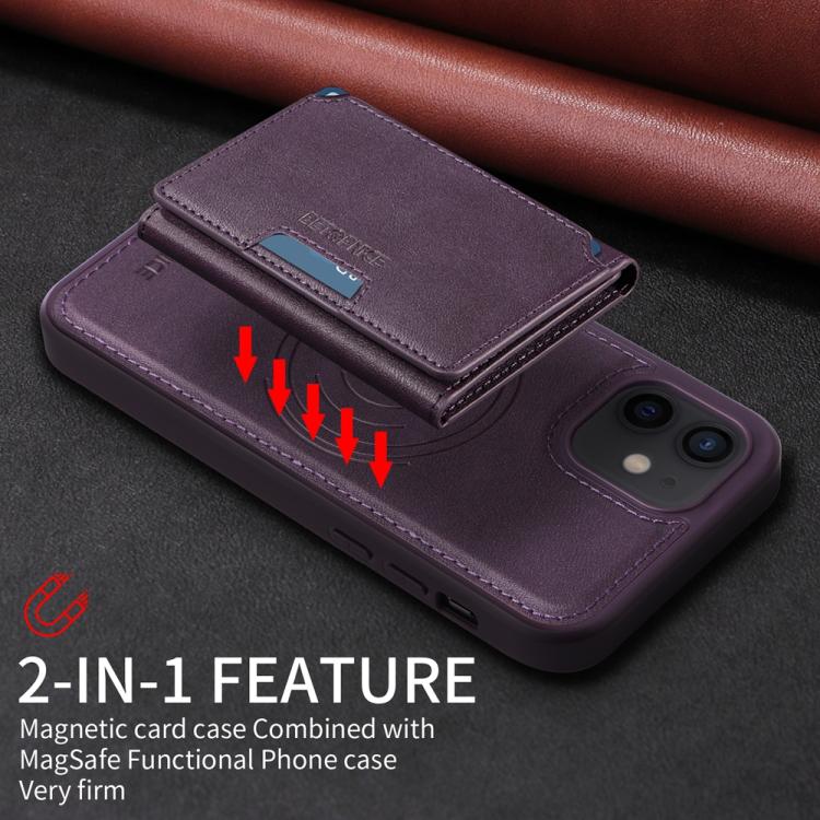 For iPhone 12 / 12 Pro BETOPNICE Horizontal Flip Detachable MagSafe Wallet Phone Case(Purple) - iPhone 12 / 12 Pro Cases by BETOPNICE | Online Shopping UK | buy2fix