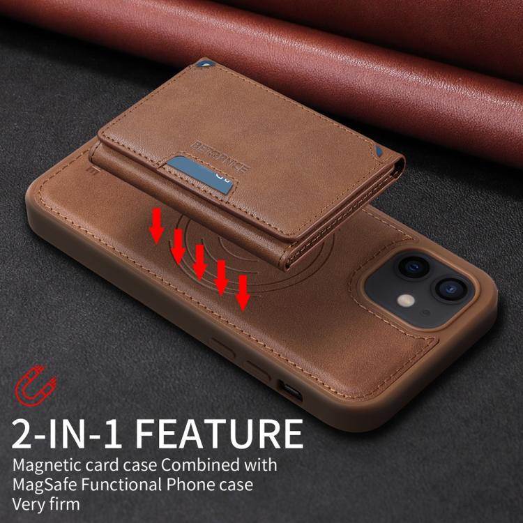 For iPhone 12 / 12 Pro BETOPNICE Horizontal Flip Detachable MagSafe Wallet Phone Case(Brown) - iPhone 12 / 12 Pro Cases by BETOPNICE | Online Shopping UK | buy2fix