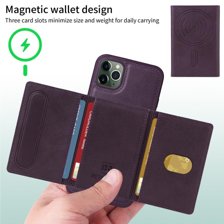 For iPhone 11 Pro Max BETOPNICE Horizontal Flip Detachable MagSafe Wallet Phone Case(Purple) - iPhone 11 Pro Max Cases by BETOPNICE | Online Shopping UK | buy2fix