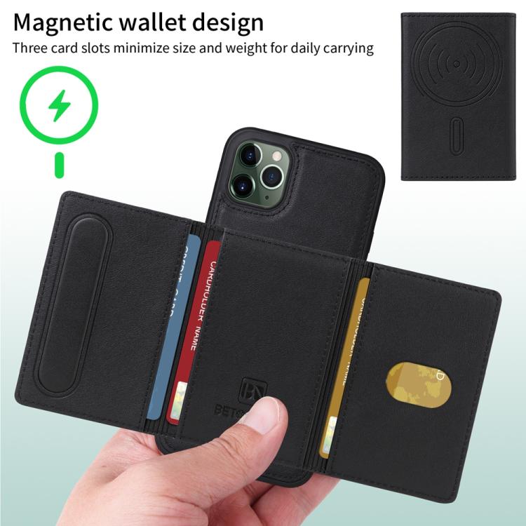 For iPhone 11 Pro Max BETOPNICE Horizontal Flip Detachable MagSafe Wallet Phone Case(Black) - iPhone 11 Pro Max Cases by BETOPNICE | Online Shopping UK | buy2fix