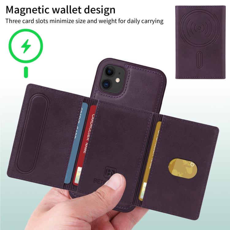 For iPhone 11 BETOPNICE Horizontal Flip Detachable MagSafe Wallet Phone Case(Purple) - iPhone 11 Cases by BETOPNICE | Online Shopping UK | buy2fix