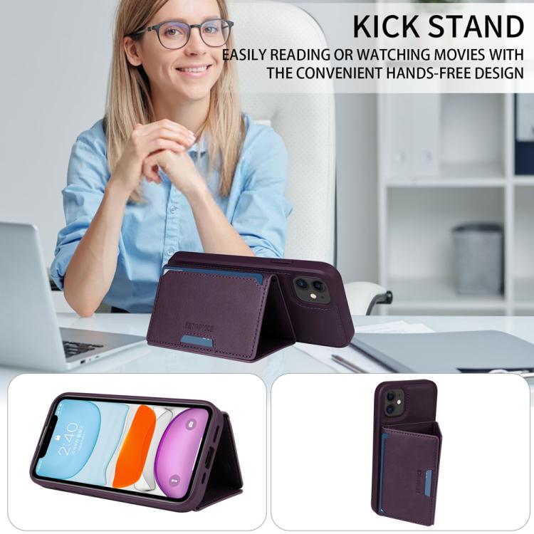 For iPhone 11 BETOPNICE Horizontal Flip Detachable MagSafe Wallet Phone Case(Purple) - iPhone 11 Cases by BETOPNICE | Online Shopping UK | buy2fix