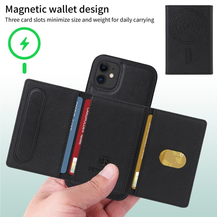 For iPhone 11 BETOPNICE Horizontal Flip Detachable MagSafe Wallet Phone Case(Black) - iPhone 11 Cases by BETOPNICE | Online Shopping UK | buy2fix