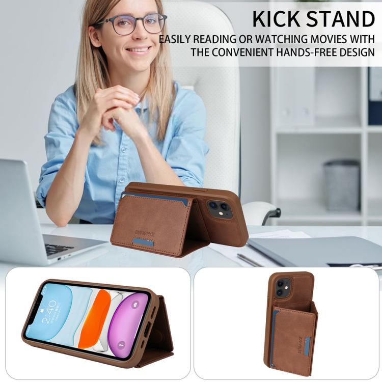 For iPhone 11 BETOPNICE Horizontal Flip Detachable MagSafe Wallet Phone Case(Brown) - iPhone 11 Cases by BETOPNICE | Online Shopping UK | buy2fix