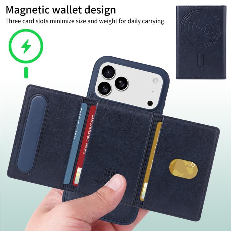 For iPhone 17 Pro Max BETOPNICE Horizontal Flip Detachable MagSafe Wallet Phone Case(Blue) - iPhone 17 Pro Max Cases by BETOPNICE | Online Shopping UK | buy2fix