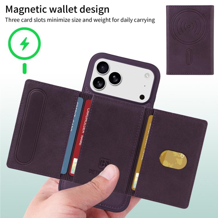 For iPhone 17 Pro Max BETOPNICE Horizontal Flip Detachable MagSafe Wallet Phone Case(Purple) - iPhone 17 Pro Max Cases by BETOPNICE | Online Shopping UK | buy2fix