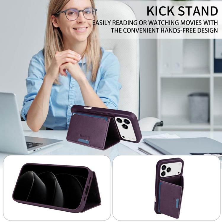 For iPhone 17 Pro Max BETOPNICE Horizontal Flip Detachable MagSafe Wallet Phone Case(Purple) - iPhone 17 Pro Max Cases by BETOPNICE | Online Shopping UK | buy2fix