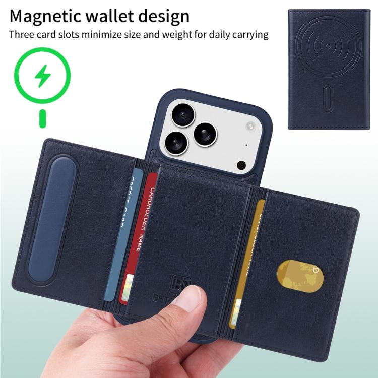 For iPhone 17 Pro BETOPNICE Horizontal Flip Detachable MagSafe Wallet Phone Case(Blue) - iPhone 17 Pro Cases by BETOPNICE | Online Shopping UK | buy2fix