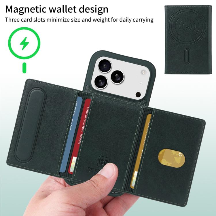 For iPhone 17 Pro BETOPNICE Horizontal Flip Detachable MagSafe Wallet Phone Case(Green) - iPhone 17 Pro Cases by BETOPNICE | Online Shopping UK | buy2fix