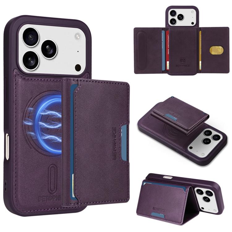 For iPhone 17 Pro BETOPNICE Horizontal Flip Detachable MagSafe Wallet Phone Case(Purple) - iPhone 17 Pro Cases by BETOPNICE | Online Shopping UK | buy2fix