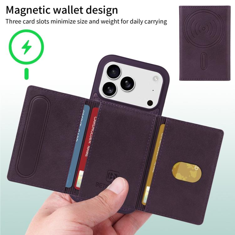 For iPhone 17 Pro BETOPNICE Horizontal Flip Detachable MagSafe Wallet Phone Case(Purple) - iPhone 17 Pro Cases by BETOPNICE | Online Shopping UK | buy2fix