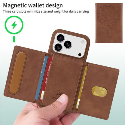 For iPhone 17 Pro BETOPNICE Horizontal Flip Detachable MagSafe Wallet Phone Case(Brown) - iPhone 17 Pro Cases by BETOPNICE | Online Shopping UK | buy2fix