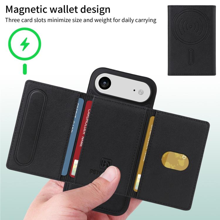 For iPhone Air BETOPNICE Horizontal Flip Detachable MagSafe Wallet Phone Case(Black) - iPhone Air Cases by BETOPNICE | Online Shopping UK | buy2fix
