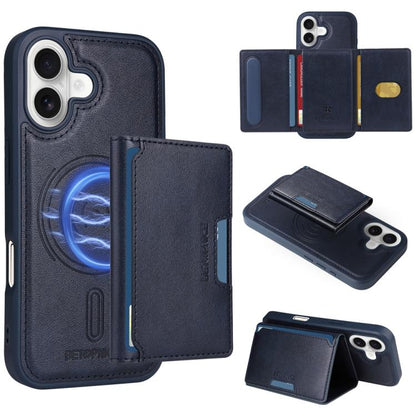 For iPhone 17 BETOPNICE Horizontal Flip Detachable MagSafe Wallet Phone Case(Blue) - iPhone 17 Cases by BETOPNICE | Online Shopping UK | buy2fix