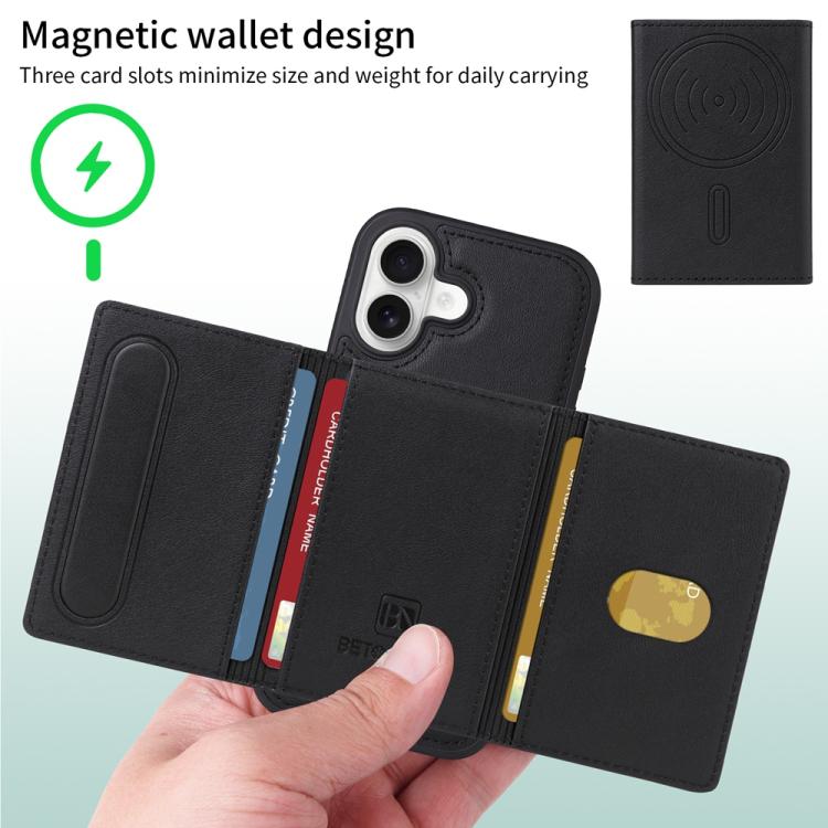 For iPhone 17 BETOPNICE Horizontal Flip Detachable MagSafe Wallet Phone Case(Black) - iPhone 17 Cases by BETOPNICE | Online Shopping UK | buy2fix