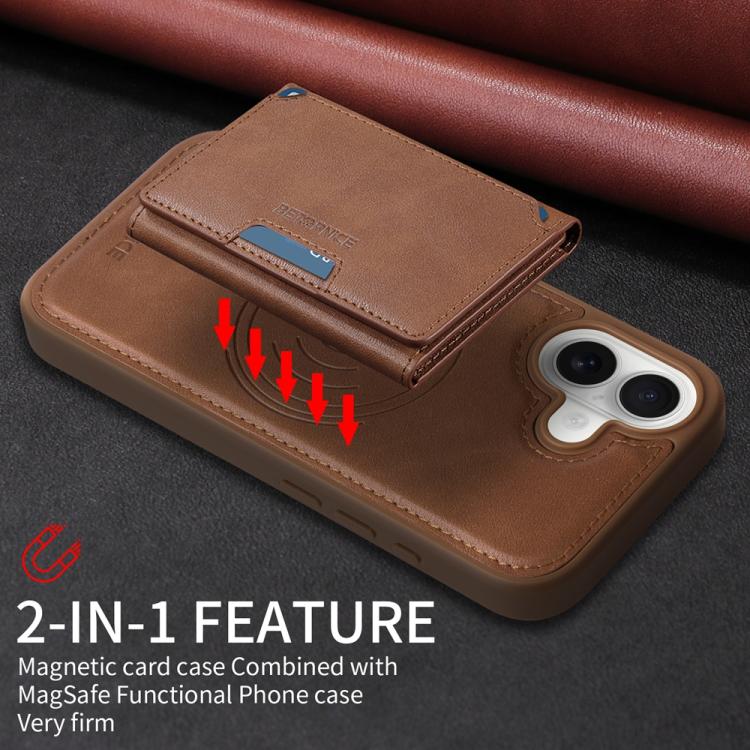 For iPhone 17 BETOPNICE Horizontal Flip Detachable MagSafe Wallet Phone Case(Brown) - iPhone 17 Cases by BETOPNICE | Online Shopping UK | buy2fix