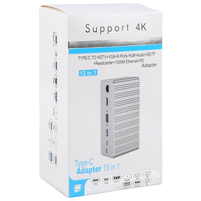 BYL2428 13 in 1 USB-C / Type-C HUB Adapter Docking Station Support 4K PD100W(Grey) - USB HUB by buy2fix | Online Shopping UK | buy2fix