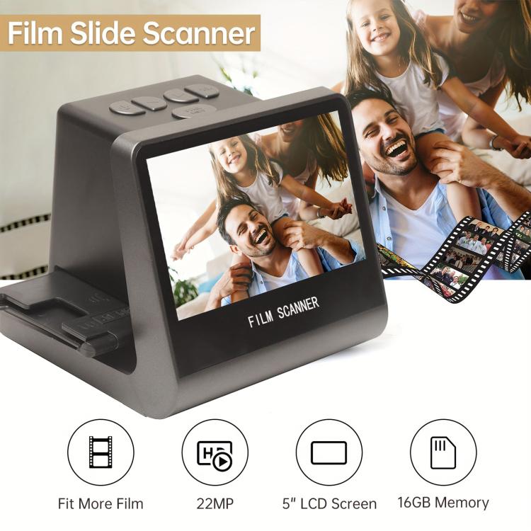 Tonivent TON170 14 Mega Pixels 5 inch HD Screen Film Scanner, Plug:EU Plug(Black) - Portable Scanner by buy2fix | Online Shopping UK | buy2fix