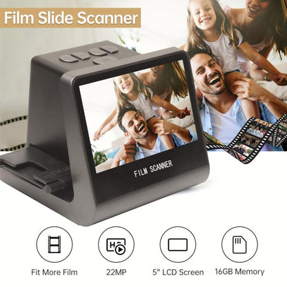 Tonivent TON170 14 Mega Pixels 5 inch HD Screen Film Scanner, Plug:UK Plug(Black) - Portable Scanner by buy2fix | Online Shopping UK | buy2fix