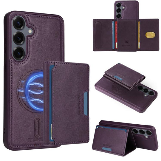 For Samsung Galaxy S25+ 5G BETOPNICE Horizontal Flip Detachable MagSafe Wallet Phone Case(Purple)