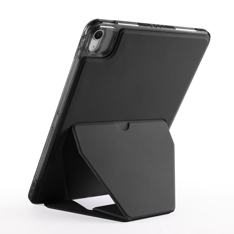 For iPad Air 13 2024 / 2025 Folding Magnetic Holder Acrylic Leather Back Tablet Case(Black) - iPad Air 13 2025 / 2024 Cases by buy2fix | Online Shopping UK | buy2fix