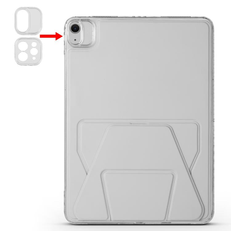 For iPad Air 13 2024 / 2025 Folding Magnetic Holder Acrylic Leather Back Tablet Case(Grey) - iPad Air 13 2025 / 2024 Cases by buy2fix | Online Shopping UK | buy2fix