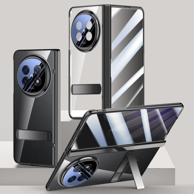 For OPPO Find N5 Integrated Privacy Transparent Electroplating Axis Hinge Fold Holder Phone Case(Black) - Find N5 Cases by buy2fix | Online Shopping UK | buy2fix