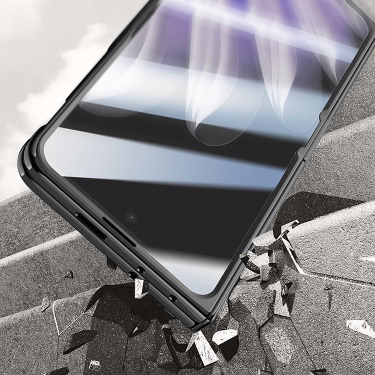 For OPPO Find N5 Integrated Privacy Transparent Electroplating Axis Hinge Fold Holder Phone Case(Purple) - Find N5 Cases by buy2fix | Online Shopping UK | buy2fix