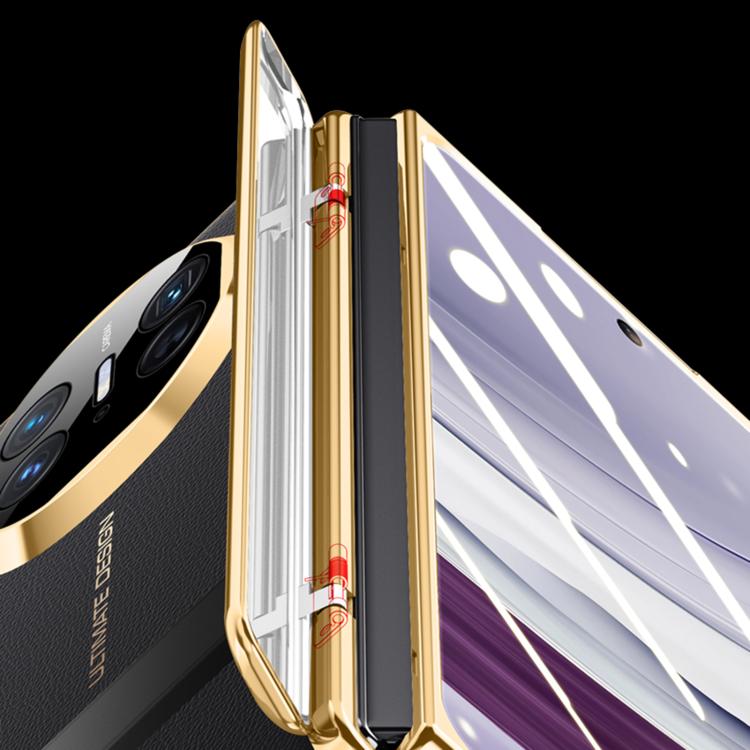 For Huawei Mate X5 Integrated Privacy Electroplating Leather Texture Hinge Fold Holder Phone Case(Red) - Huawei Cases by buy2fix | Online Shopping UK | buy2fix