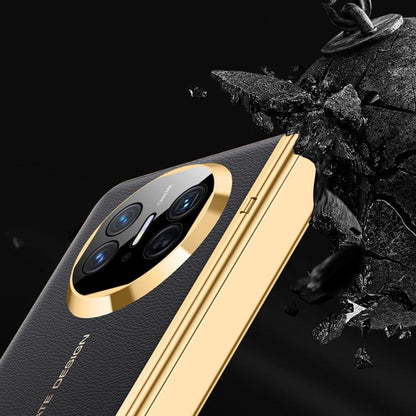 For Huawei Mate X5 Integrated Privacy Electroplating Leather Texture Hinge Fold Holder Phone Case(Red) - Huawei Cases by buy2fix | Online Shopping UK | buy2fix