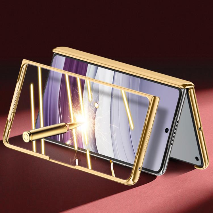 For Huawei Mate X5 Integrated Privacy Electroplating Leather Texture Hinge Fold Holder Phone Case(Red) - Huawei Cases by buy2fix | Online Shopping UK | buy2fix