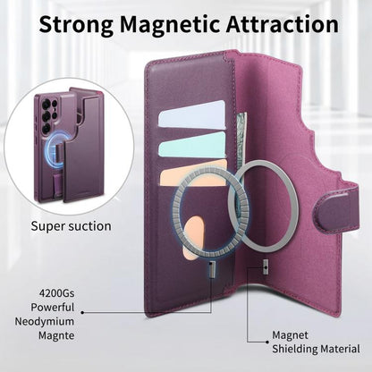For Samsung Galaxy S25 Ultra 5G CaseNeo Finger Grip Strap MagSafe Leather Phone Case(Purple) - Galaxy S25 Ultra 5G Cases by CaseNeo | Online Shopping UK | buy2fix