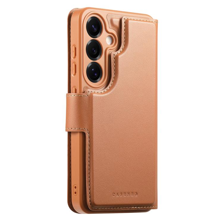 For Samsung Galaxy S25+ / S24+ 5G CaseNeo Finger Grip Strap MagSafe Leather Phone Case(Brown) - Galaxy S25+ 5G Cases by CaseNeo | Online Shopping UK | buy2fix